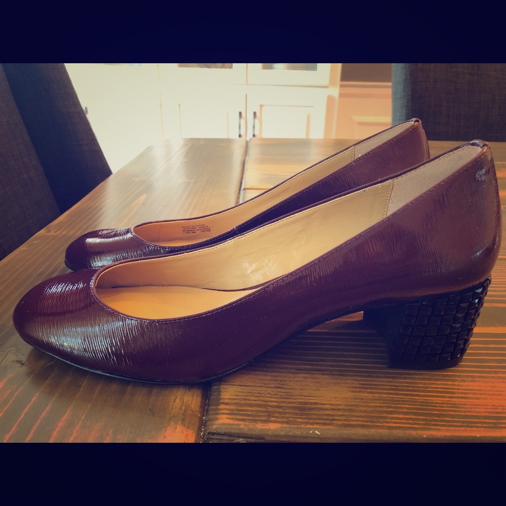 Michael Kors Patent Leather Jeweled Block Heal